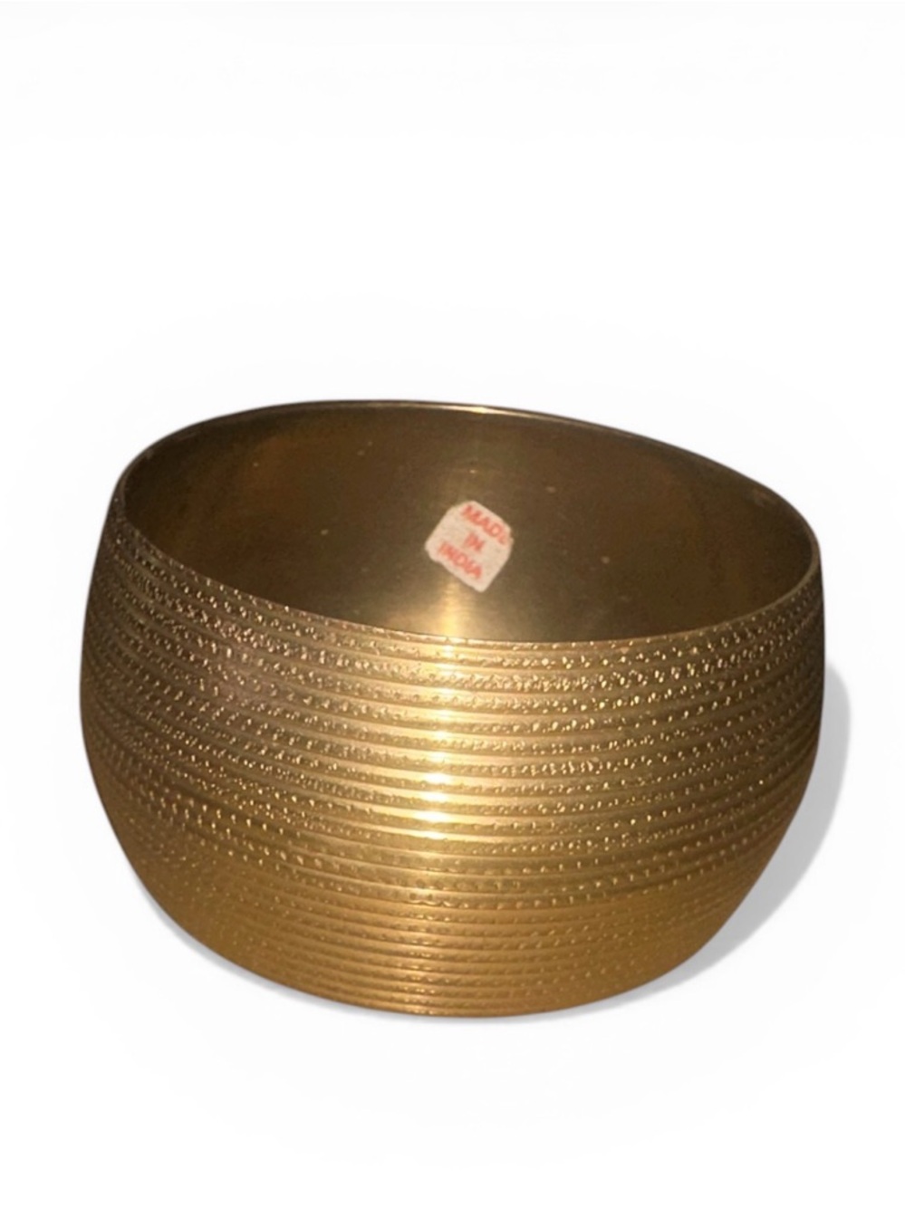 Vintage Wide  Brass Textured Gold Bangle Bracelet. Size 8 - Picture 2 of 5